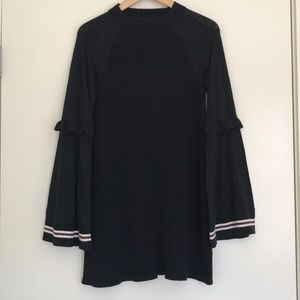 Free People Black Bell Sleeve Dress